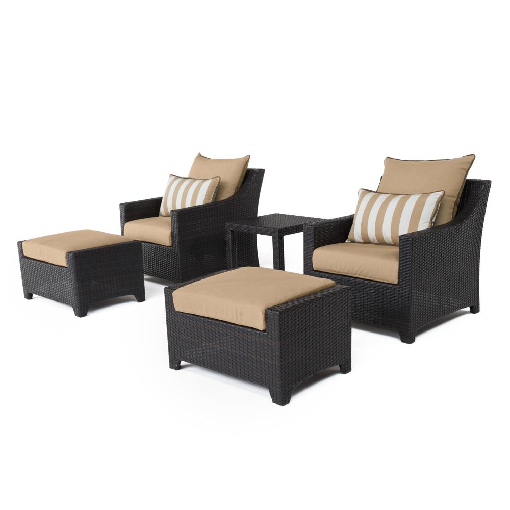 Deco 5 Piece Sunbrella Outdoor Club Chair & Ottoman Set