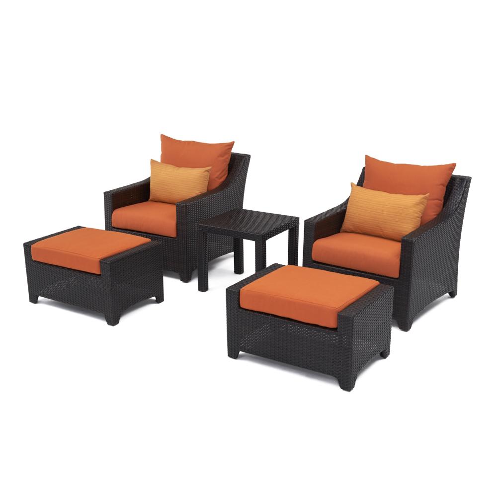 Deco 5 Piece Sunbrella Outdoor Club Chair & Ottoman Set