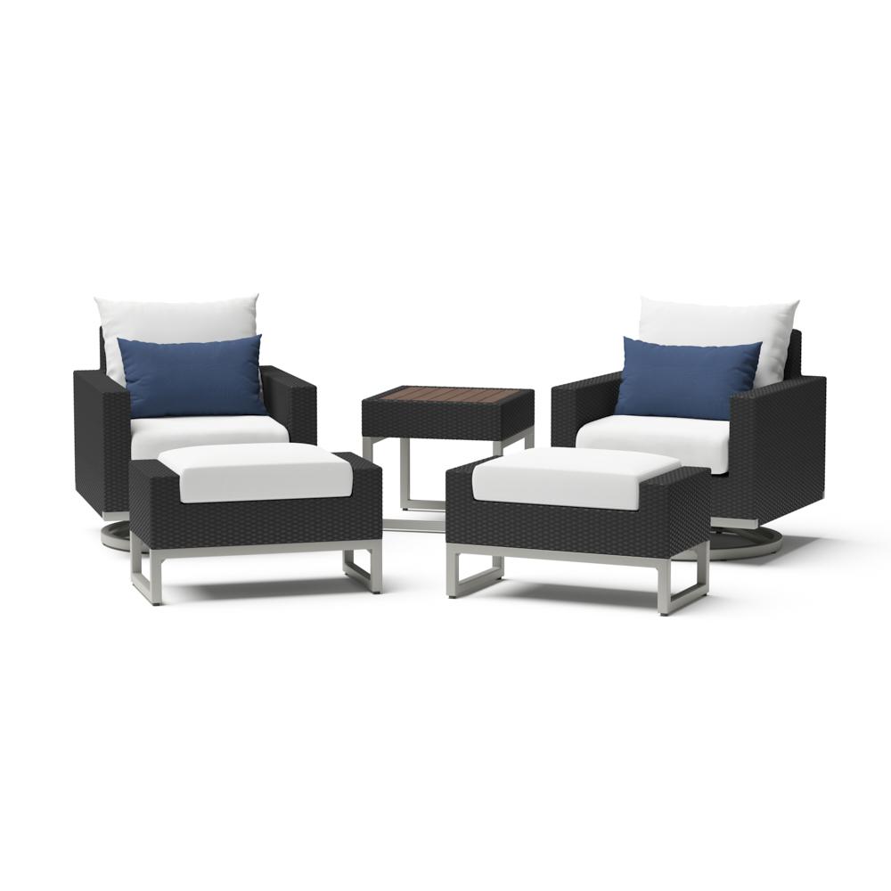 Milo Espresso 5 Piece Sunbrella Outdoor Motion Club Set
