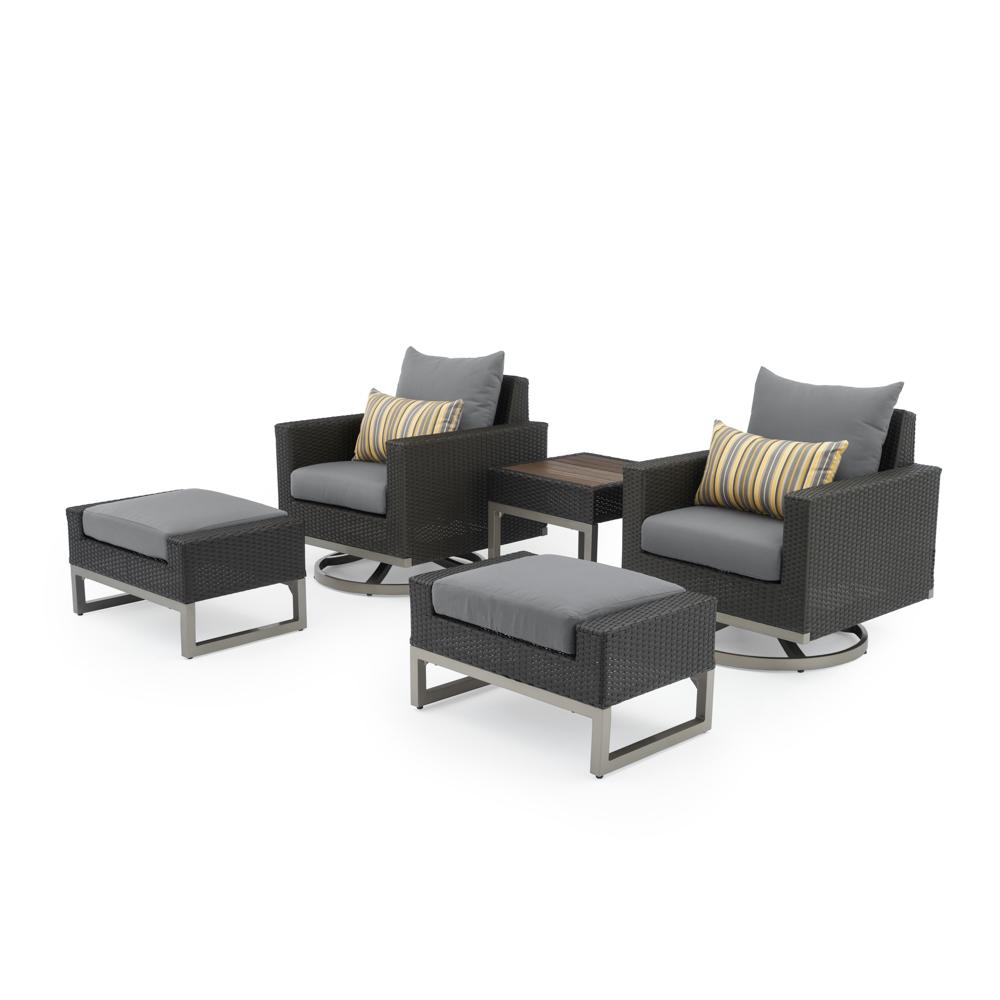 Milo Espresso 5 Piece Sunbrella Outdoor Motion Club Set