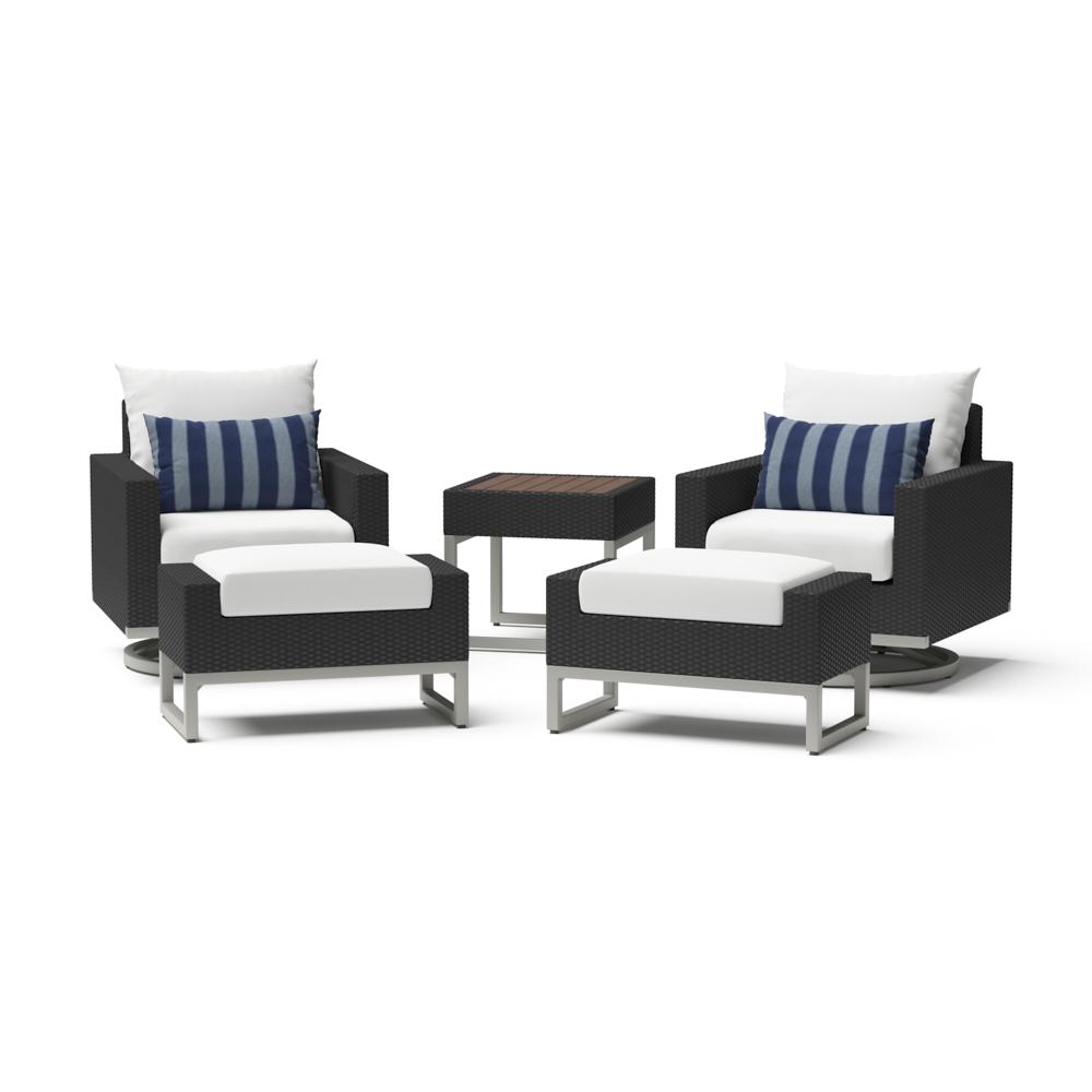Milo Espresso 5 Piece Sunbrella Outdoor Motion Club Set