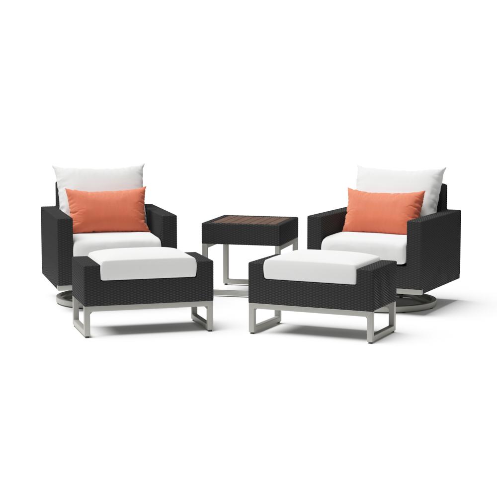 Milo Espresso 5 Piece Sunbrella Outdoor Motion Club Set