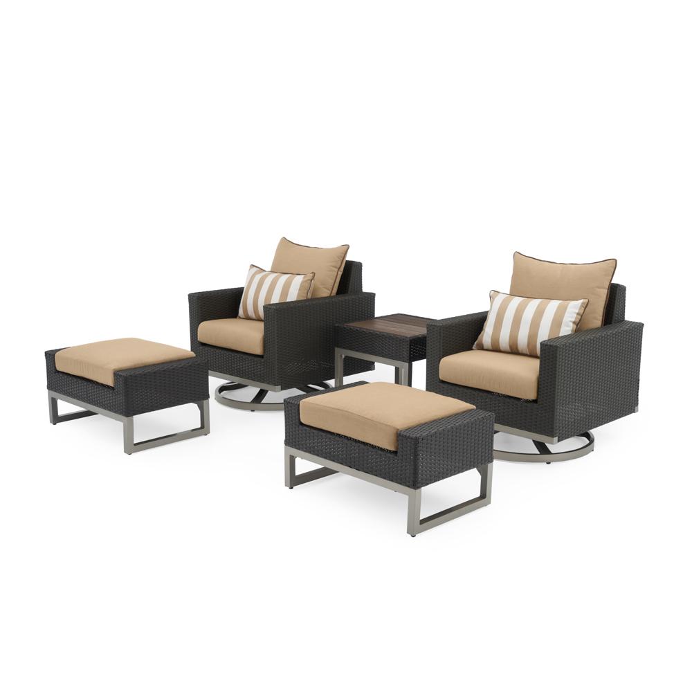 Milo Espresso 5 Piece Sunbrella Outdoor Motion Club Set