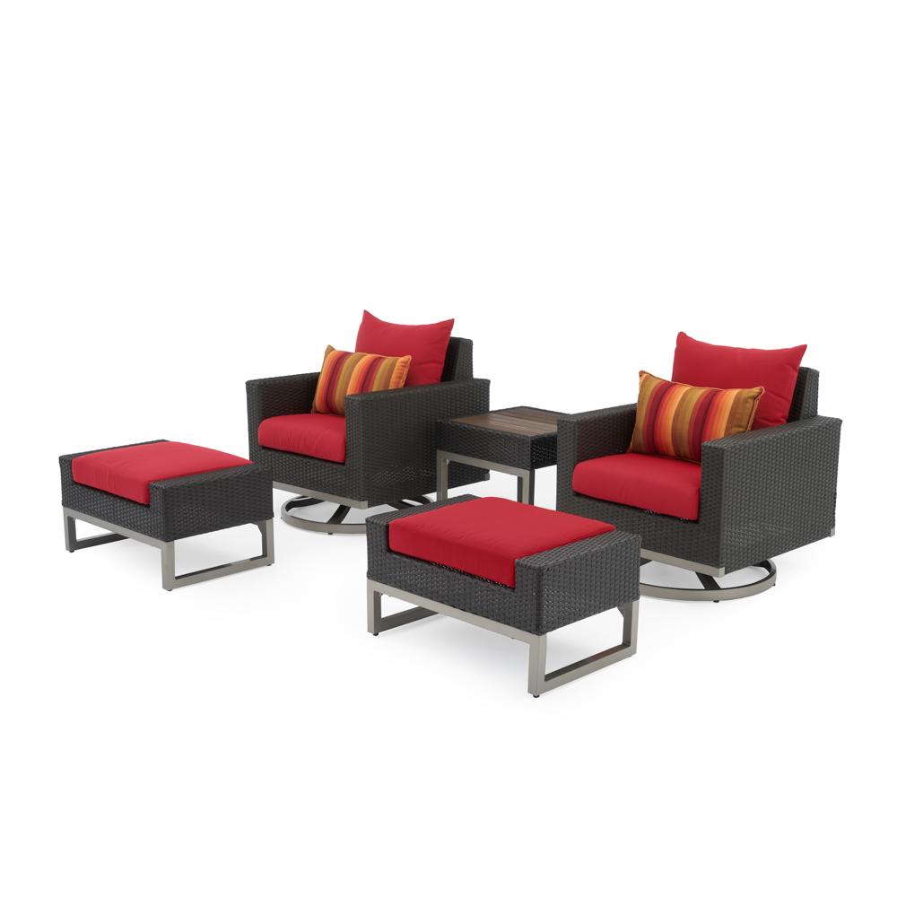 Milo Espresso 5 Piece Sunbrella Outdoor Motion Club Set