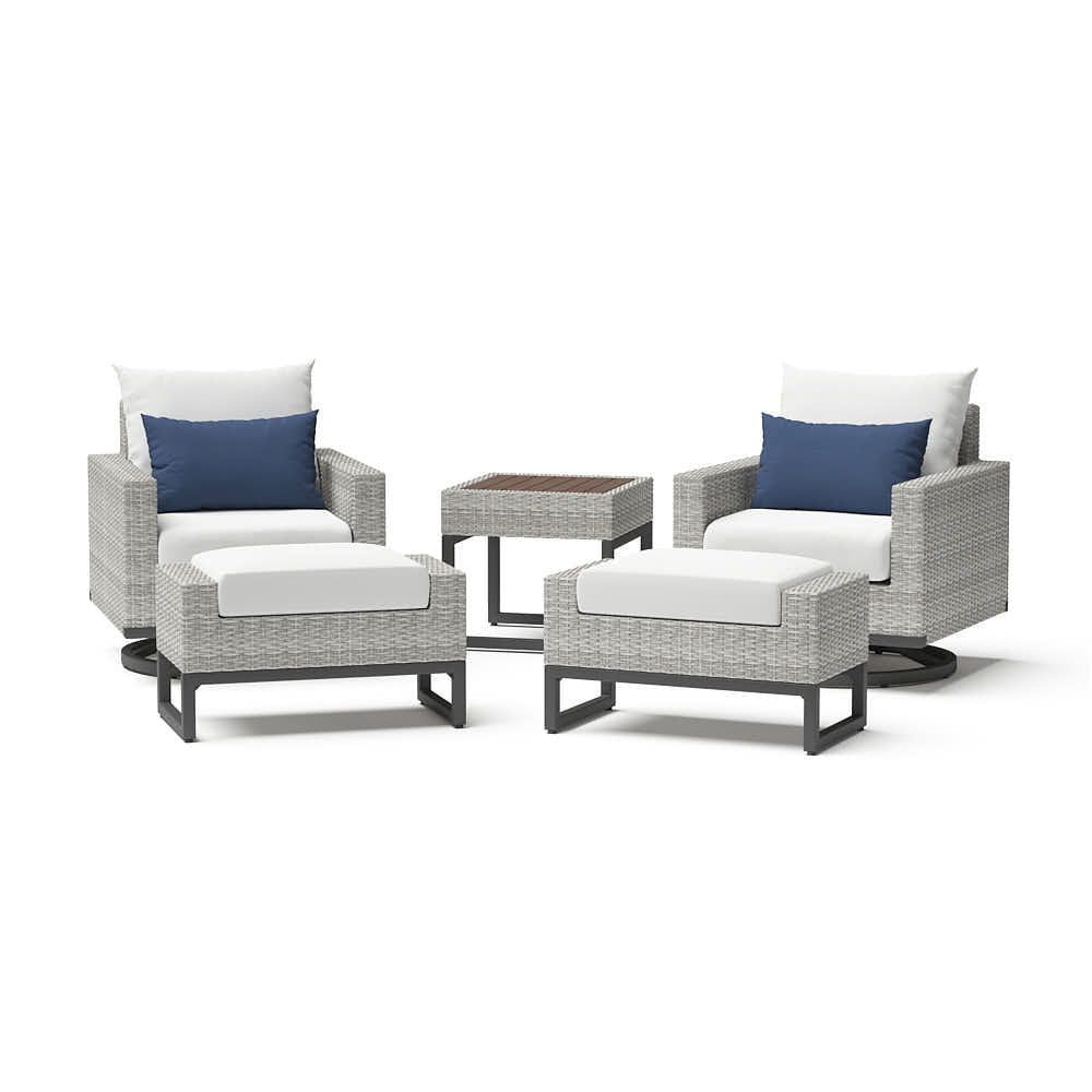 Milo Espresso 5 Piece Sunbrella Outdoor Motion Club Set