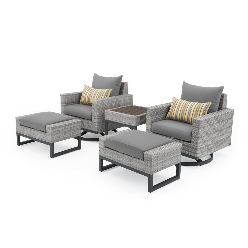 Milo Espresso 5 Piece Sunbrella Outdoor Motion Club Set
