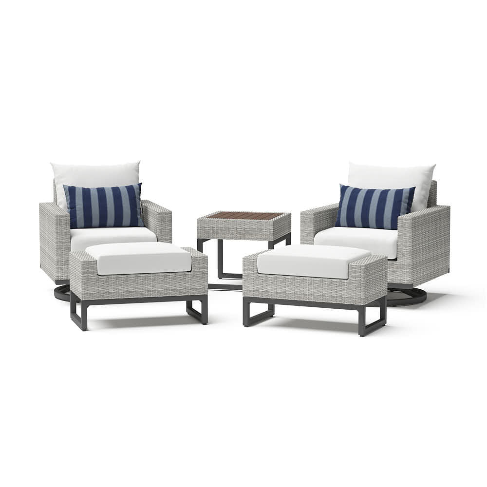 Milo Espresso 5 Piece Sunbrella Outdoor Motion Club Set