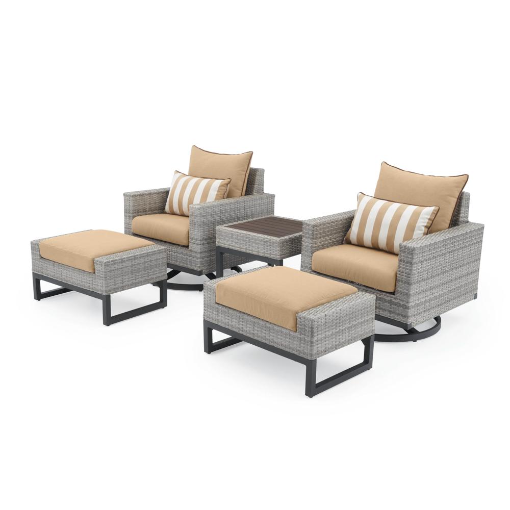 Milo Espresso 5 Piece Sunbrella Outdoor Motion Club Set
