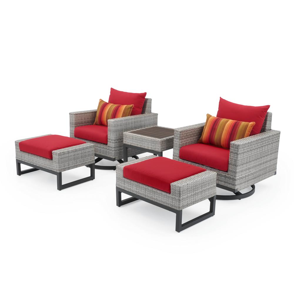 Milo Espresso 5 Piece Sunbrella Outdoor Motion Club Set