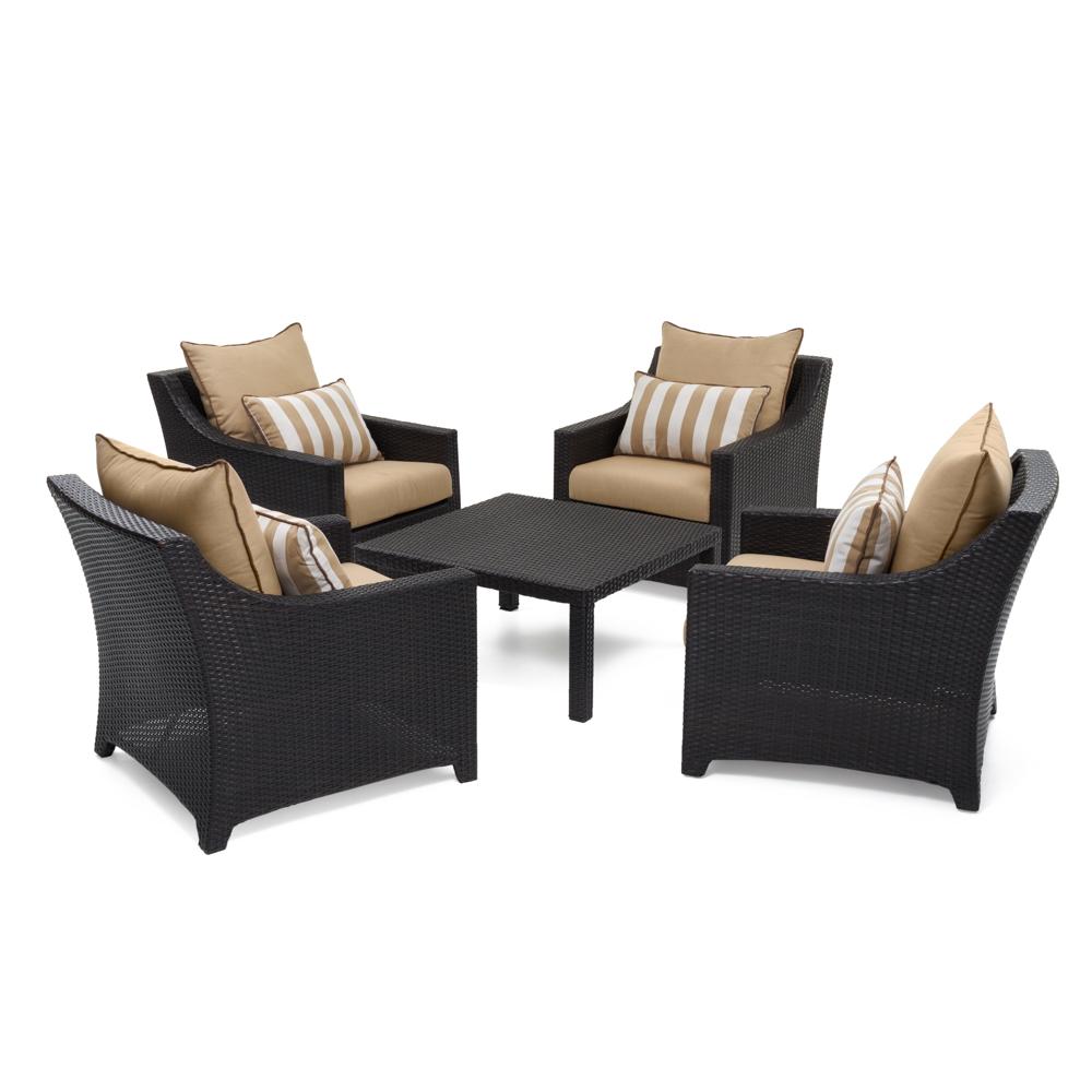 Deco 5 Piece Sunbrella Outdoor Club & Table Chat Set