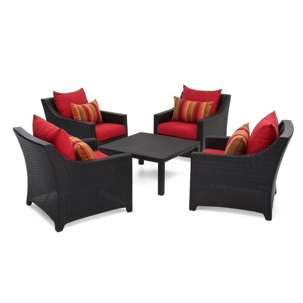 Deco 5 Piece Sunbrella Outdoor Club & Table Chat Set