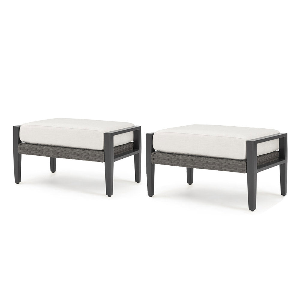 Vistano Set of 2 Sunbrella Outdoor Club Ottomans - Gray