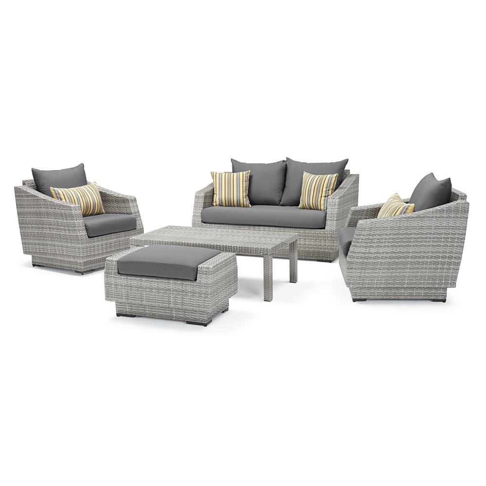 Cannes 5 Piece Sunbrella Outdoor Love & Club Seating Set