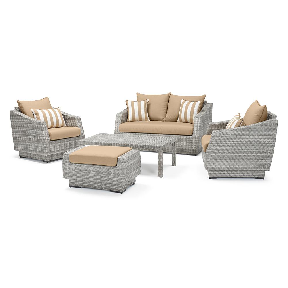 Cannes 5 Piece Sunbrella Outdoor Love & Club Seating Set