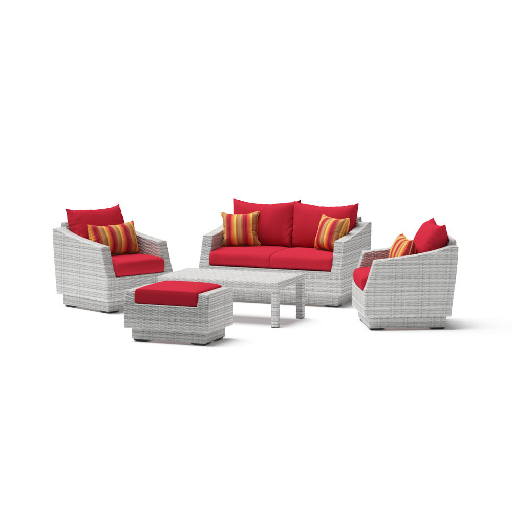 Cannes 5 Piece Sunbrella Outdoor Love & Club Seating Set