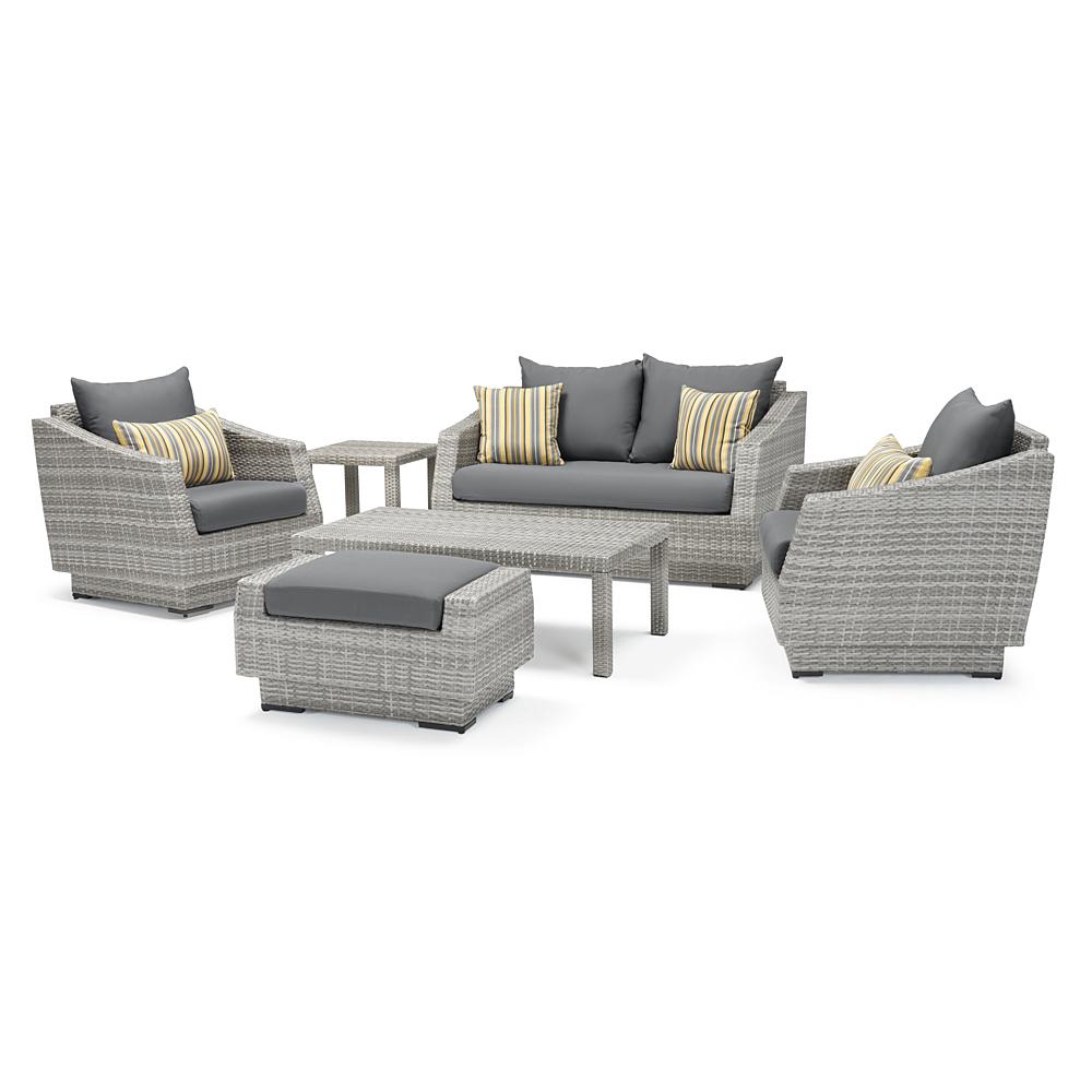 Cannes 6 Piece Sunbrella Outdoor Love & Club Seating Set