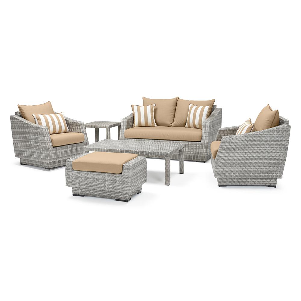 Cannes 6 Piece Sunbrella Outdoor Love & Club Seating Set