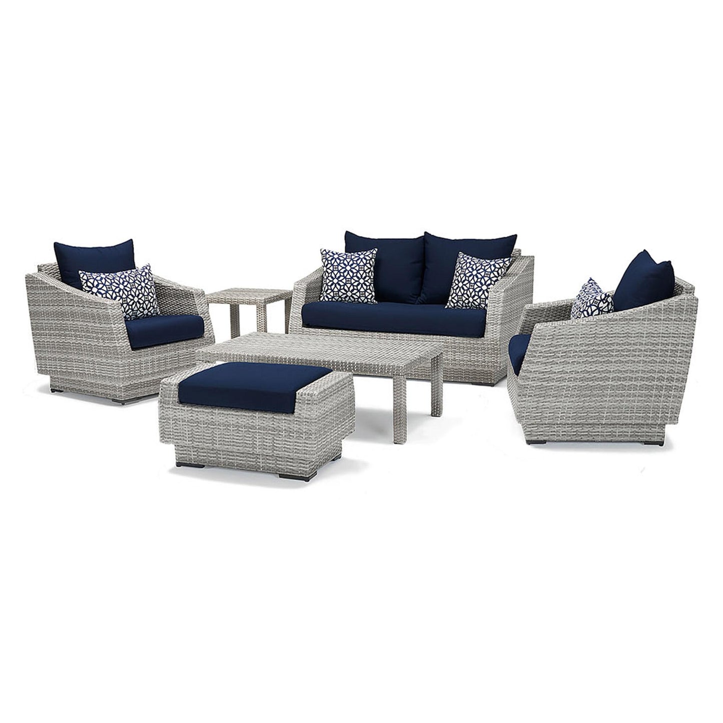 Cannes 6 Piece Sunbrella Outdoor Love & Club Seating Set