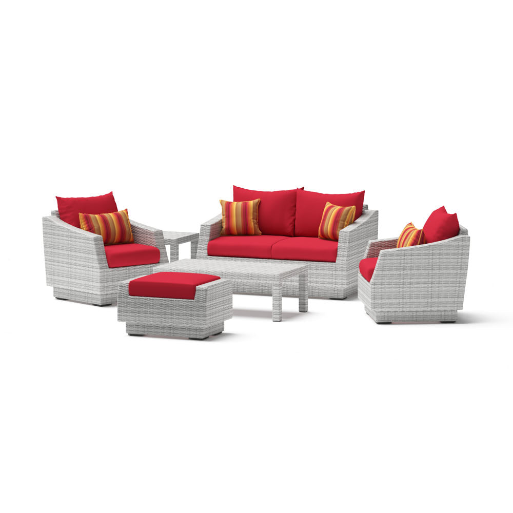 Cannes 6 Piece Sunbrella Outdoor Love & Club Seating Set