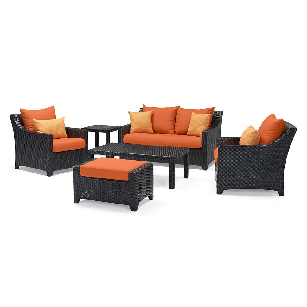 Deco 6 Piece Sunbrella Outdoor Love & Club Seating Set