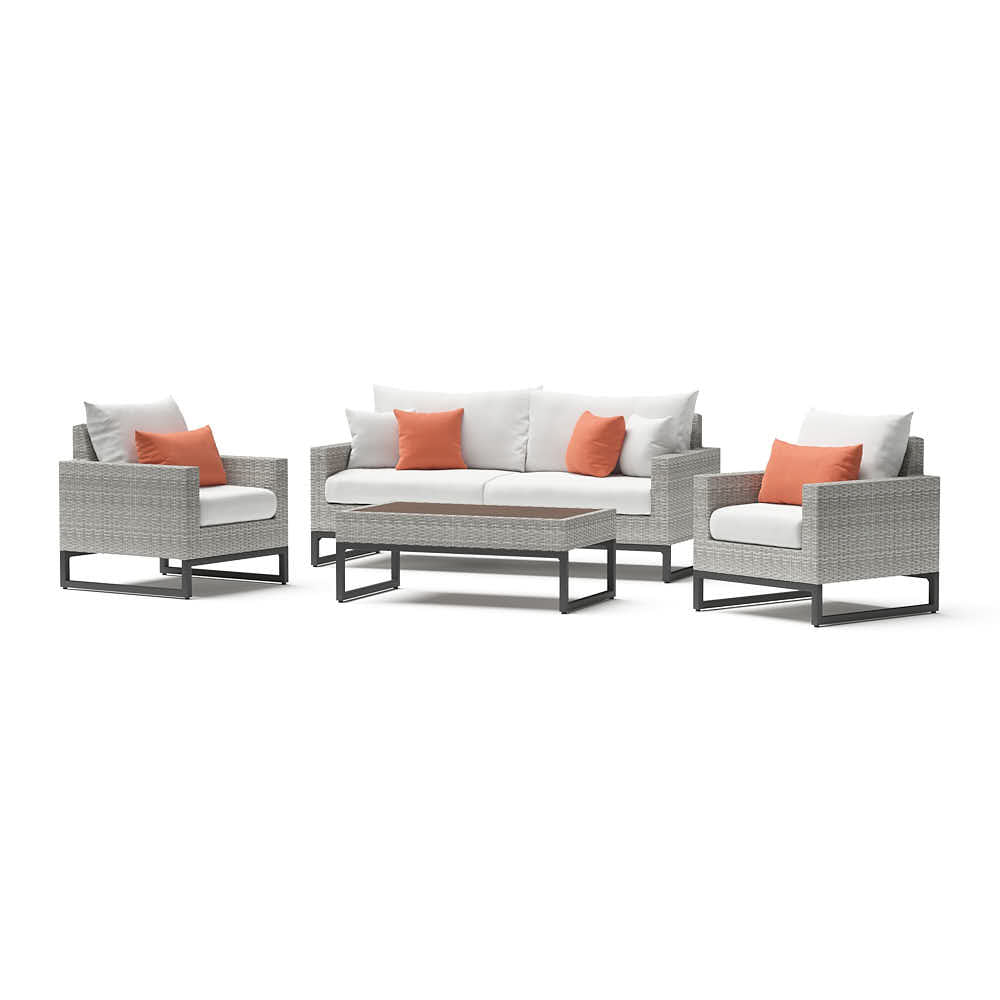 Milo Espresso 4 Piece Sunbrella Outdoor Seating Set