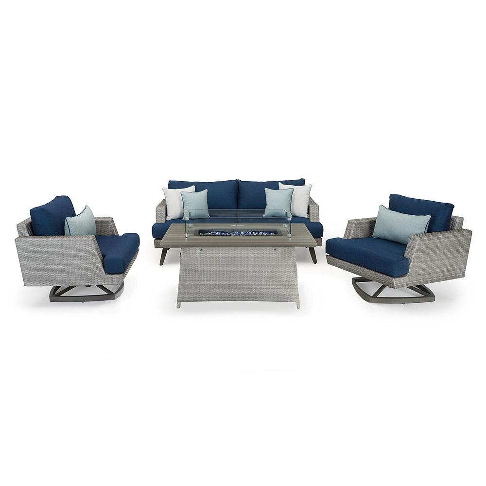 Portofino Casual 4 Piece Sunbrella Outdoor Motion Fire Seating Set