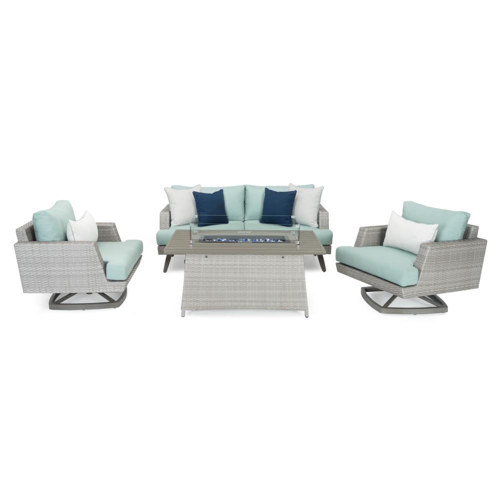 Portofino Casual 4 Piece Sunbrella Outdoor Motion Fire Seating Set