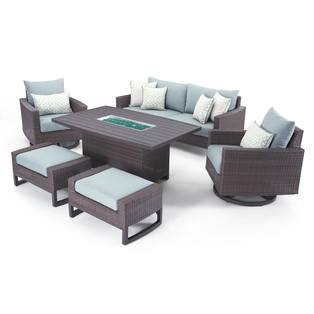 Milea 6 Piece Sunbrella Outdoor Motion Fire Seating Set