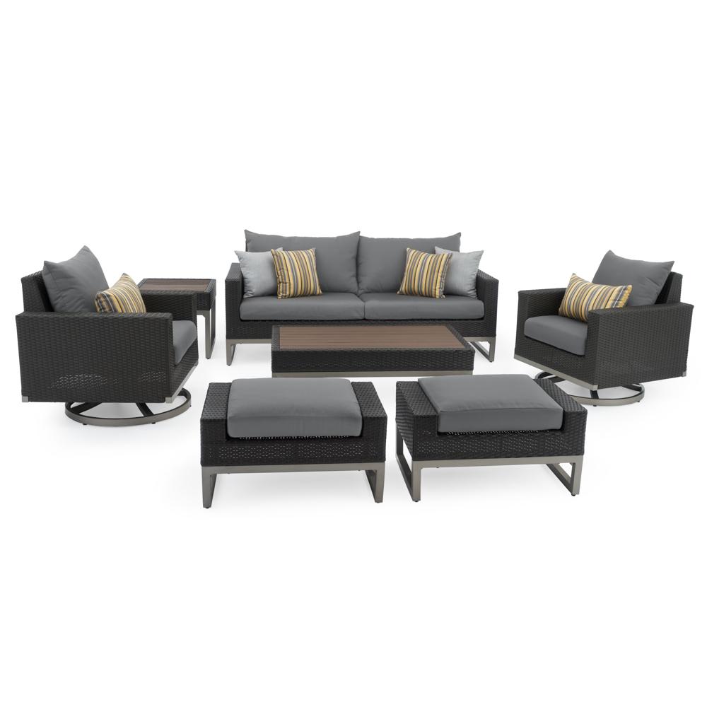 Milo Gray 7 Piece Sunbrella Outdoor Motion Deep Seating Set