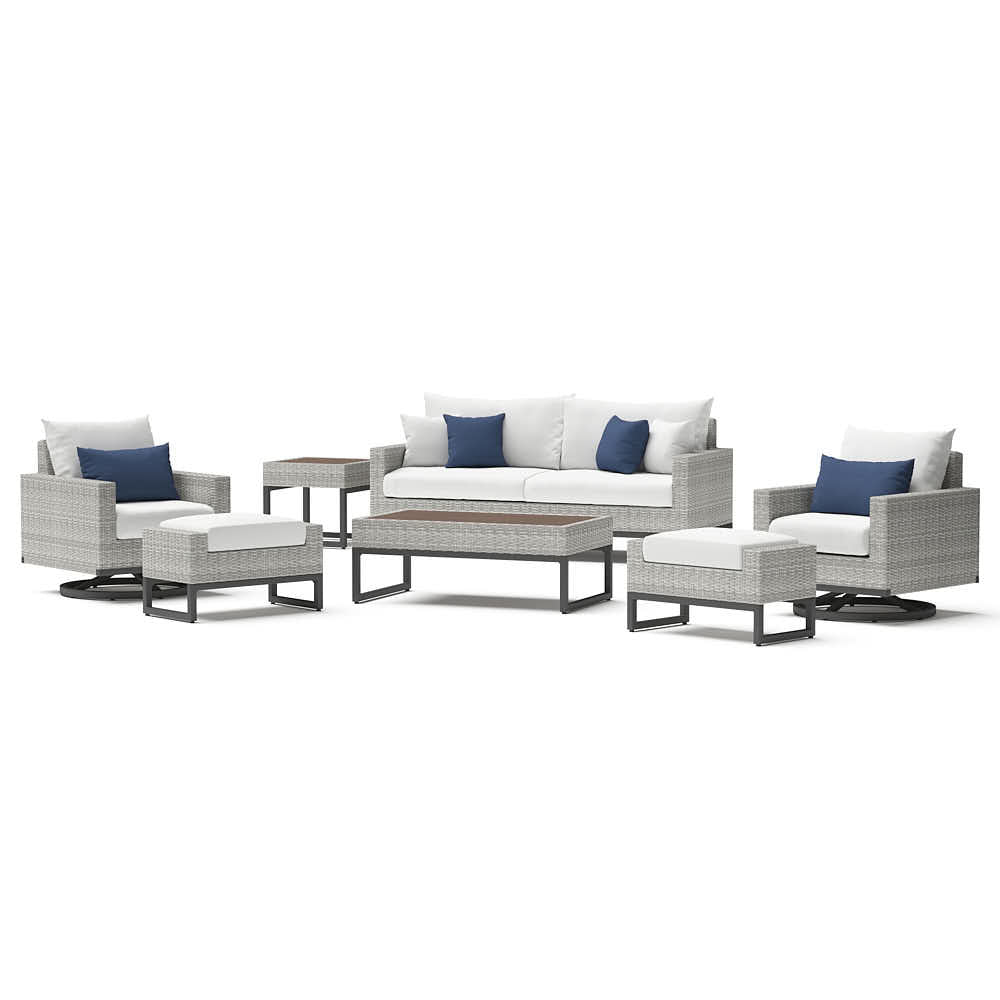 Milo Gray 7 Piece Sunbrella Outdoor Motion Deep Seating Set