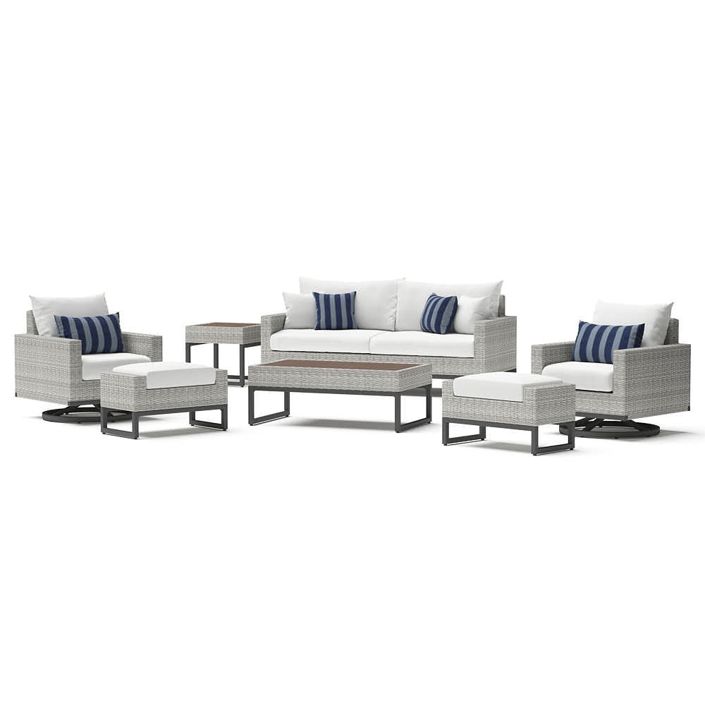 Milo Gray 7 Piece Sunbrella Outdoor Motion Deep Seating Set