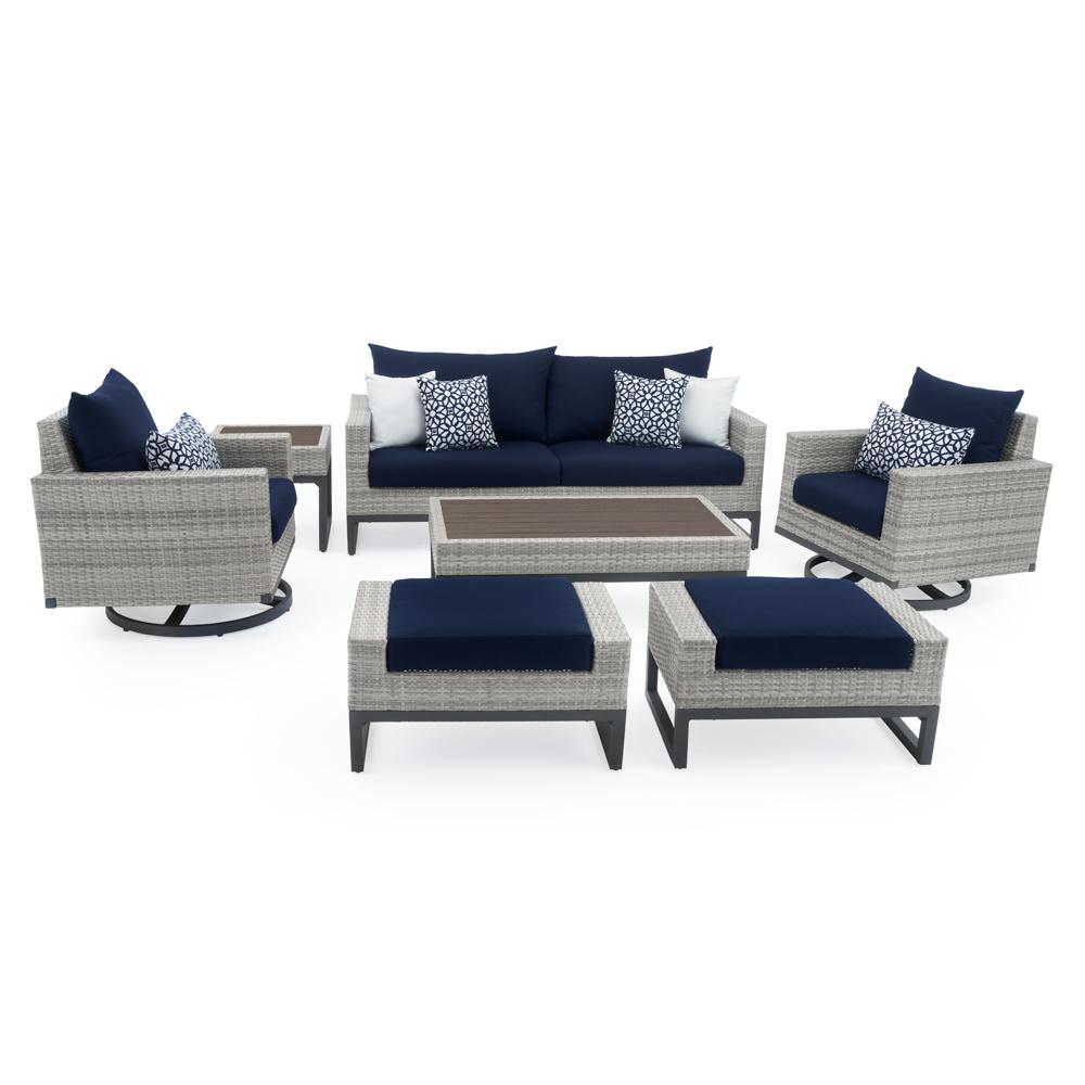 Milo Gray 7 Piece Sunbrella Outdoor Motion Deep Seating Set