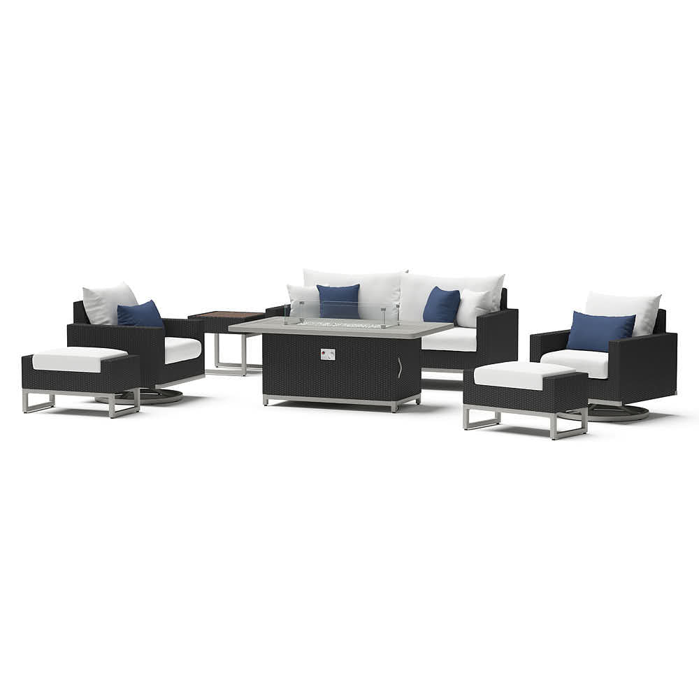 Milo Espresso 7 Piece Sunbrella Outdoor Motion Fire Set