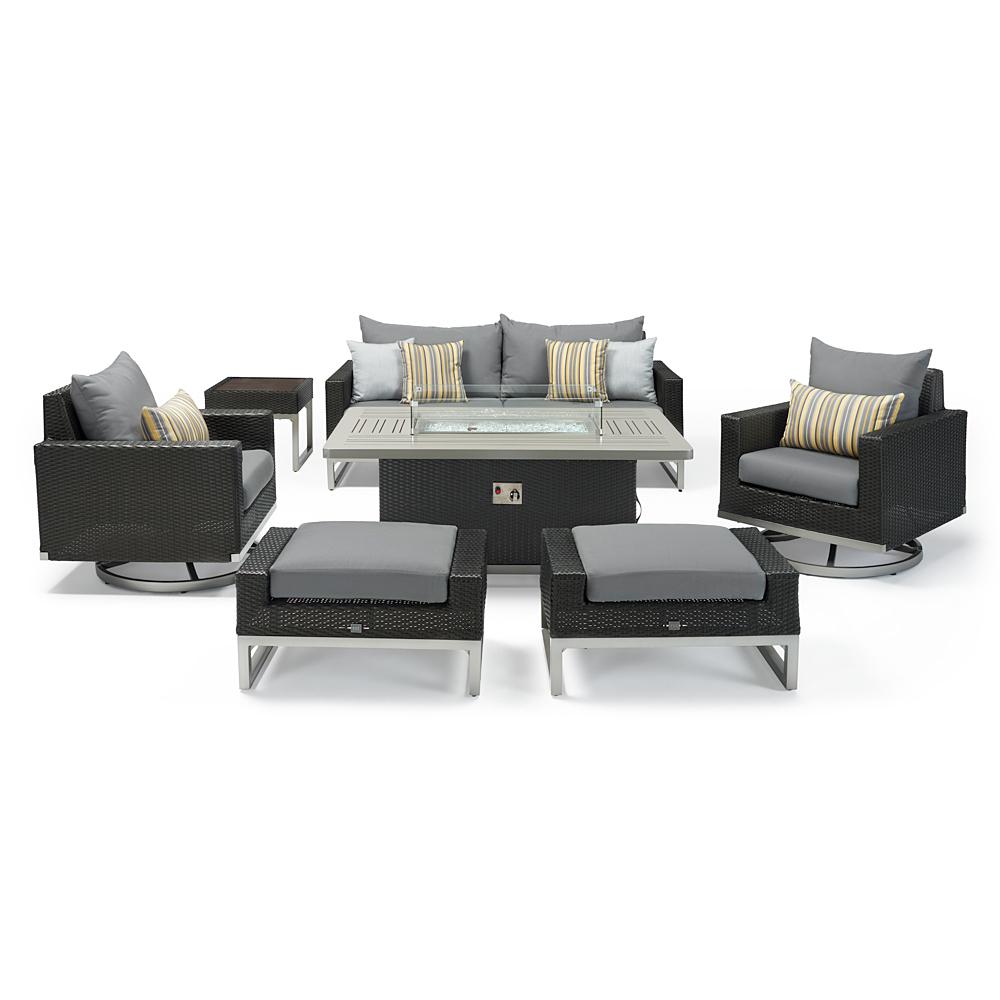 Milo Espresso 7 Piece Sunbrella Outdoor Motion Fire Set