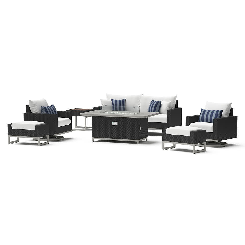 Milo Espresso 7 Piece Sunbrella Outdoor Motion Fire Set