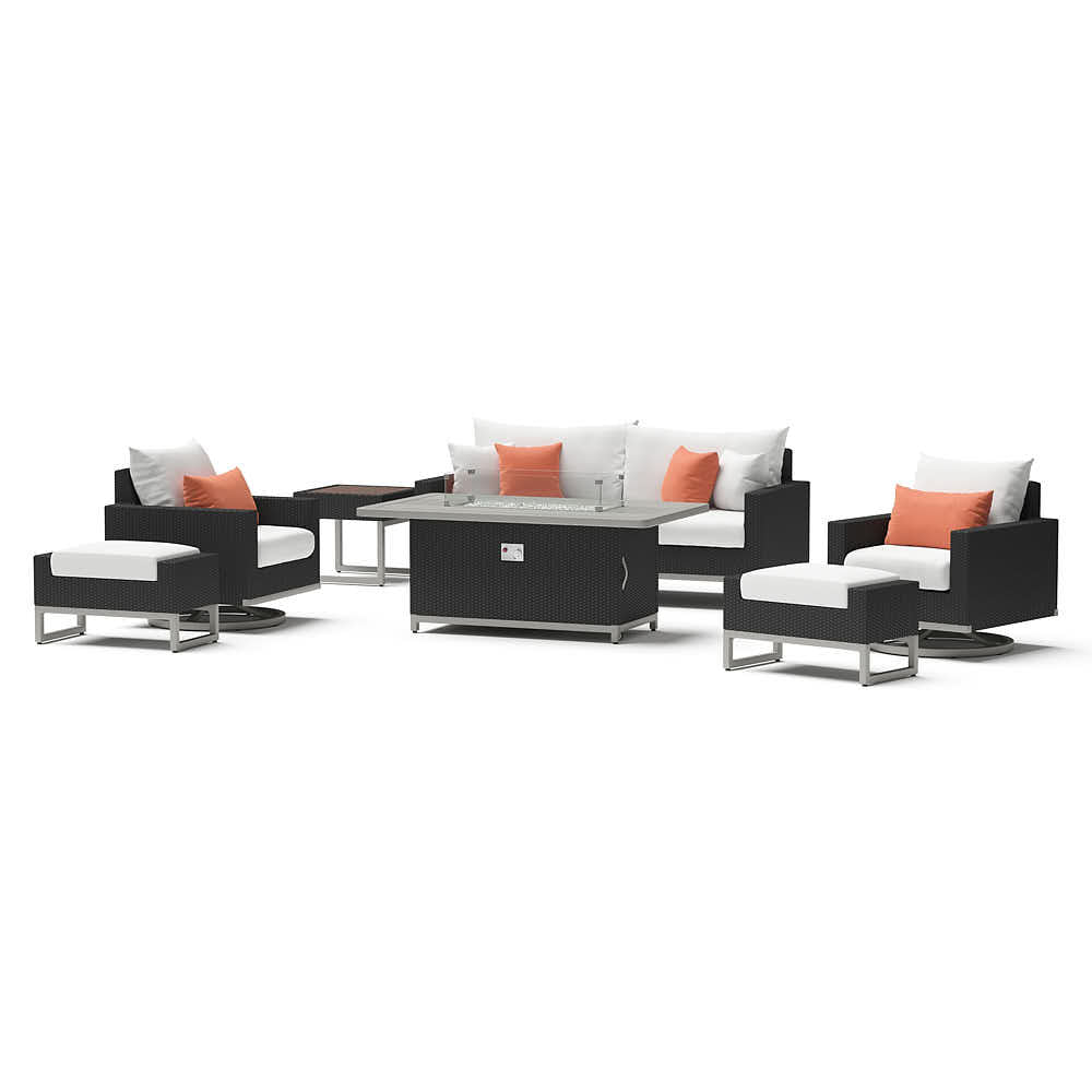Milo Espresso 7 Piece Sunbrella Outdoor Motion Fire Set