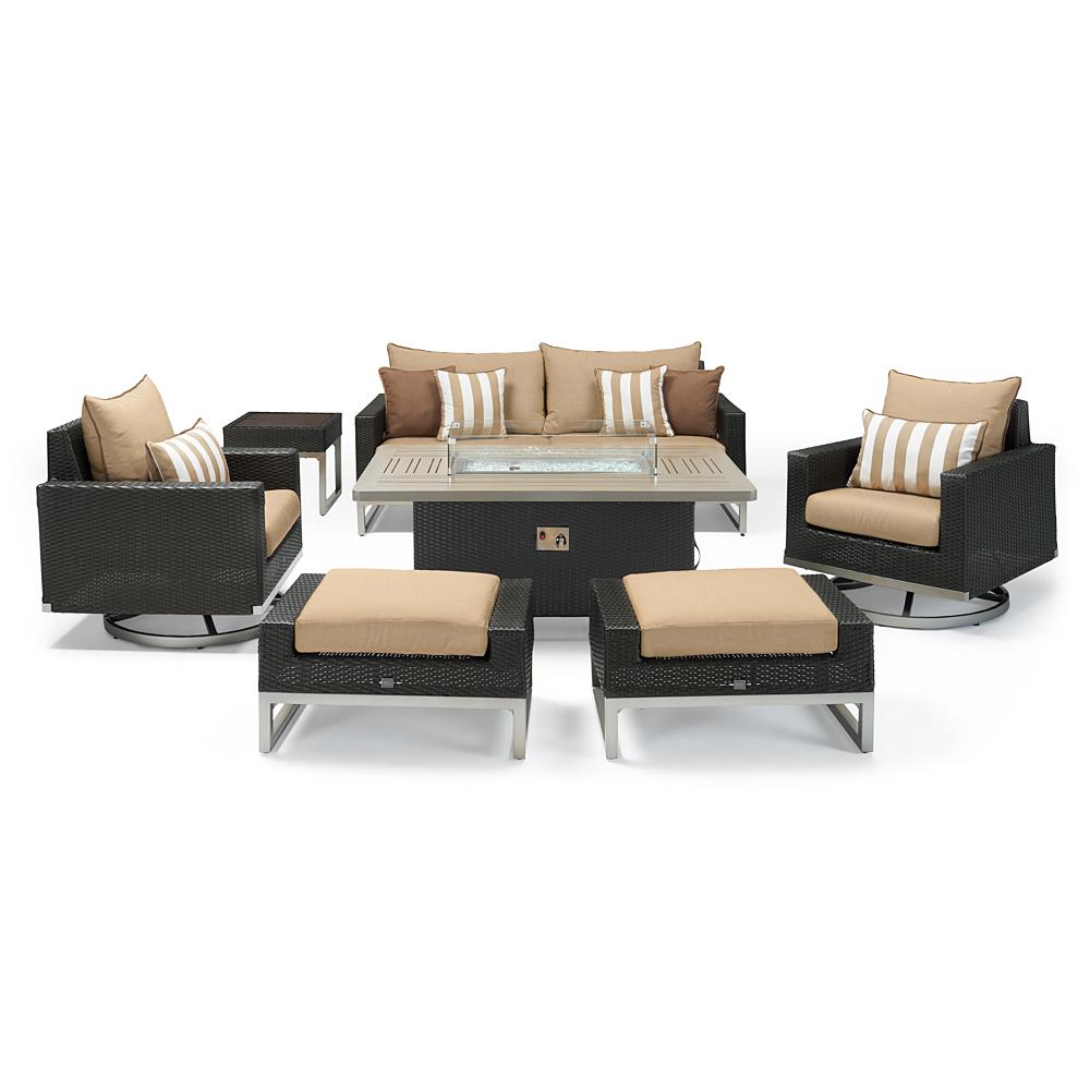 Milo Espresso 7 Piece Sunbrella Outdoor Motion Fire Set