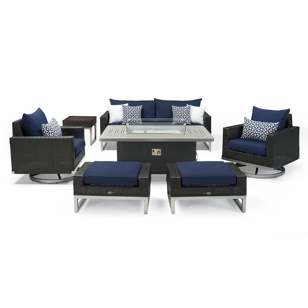 Milo Espresso 7 Piece Sunbrella Outdoor Motion Fire Set
