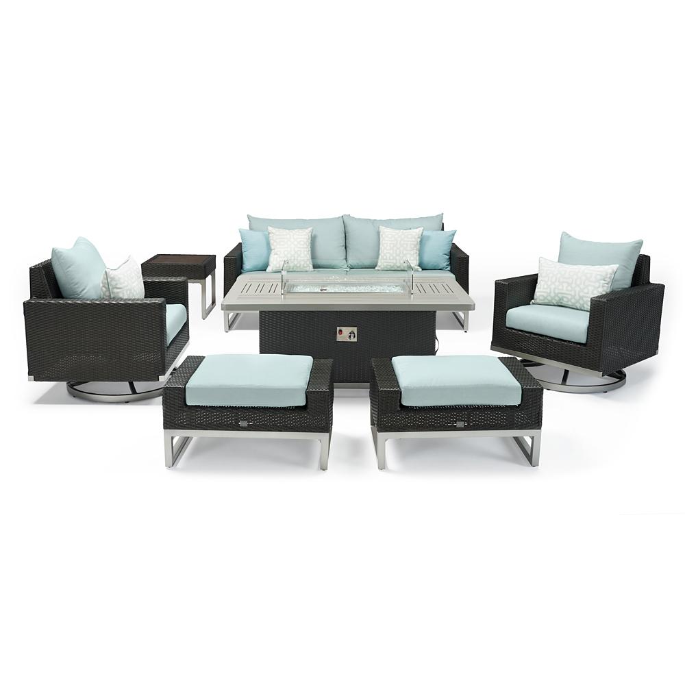 Milo Espresso 7 Piece Sunbrella Outdoor Motion Fire Set