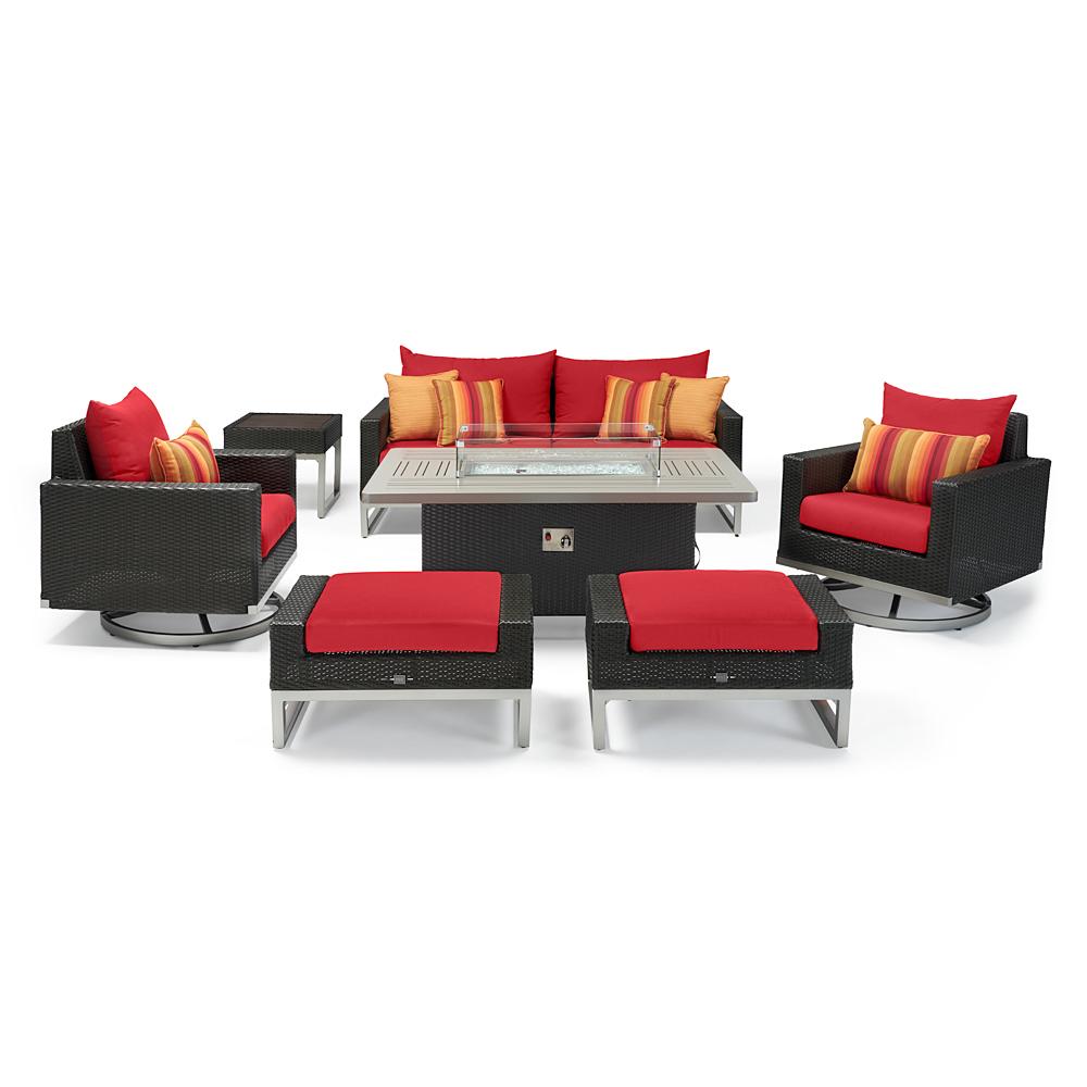 Milo Espresso 7 Piece Sunbrella Outdoor Motion Fire Set