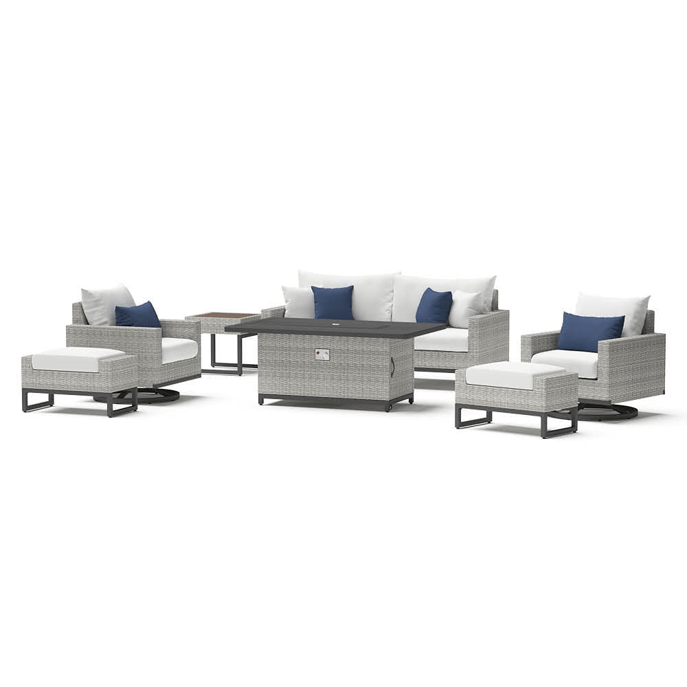 Milo Espresso 7 Piece Sunbrella Outdoor Motion Fire Set