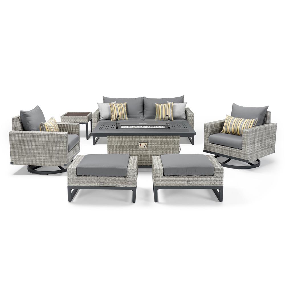 Milo Espresso 7 Piece Sunbrella Outdoor Motion Fire Set