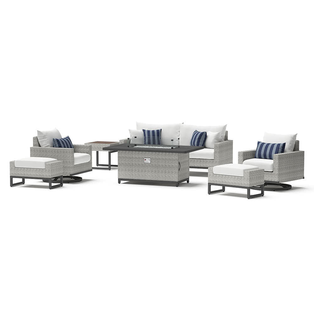 Milo Espresso 7 Piece Sunbrella Outdoor Motion Fire Set
