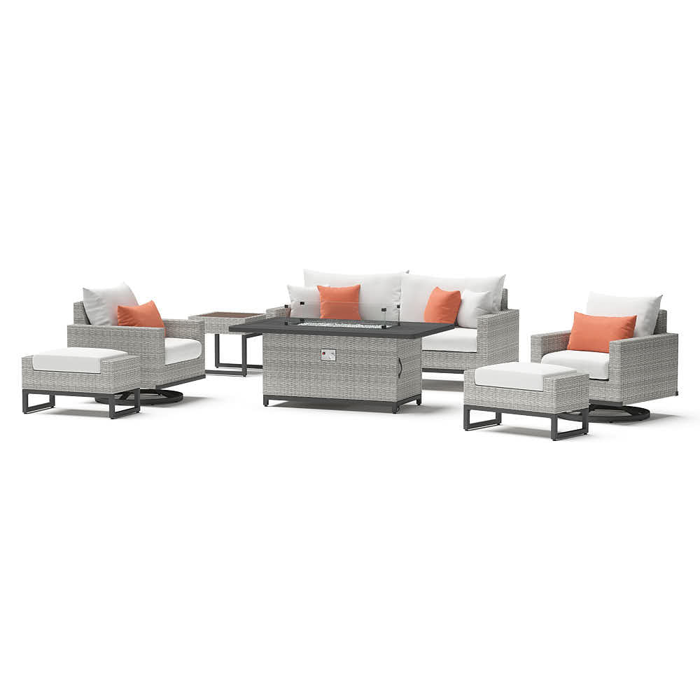 Milo Espresso 7 Piece Sunbrella Outdoor Motion Fire Set