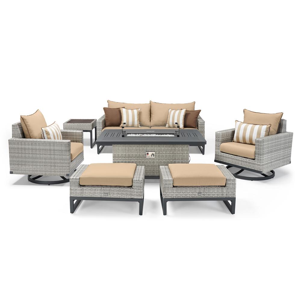 Milo Espresso 7 Piece Sunbrella Outdoor Motion Fire Set