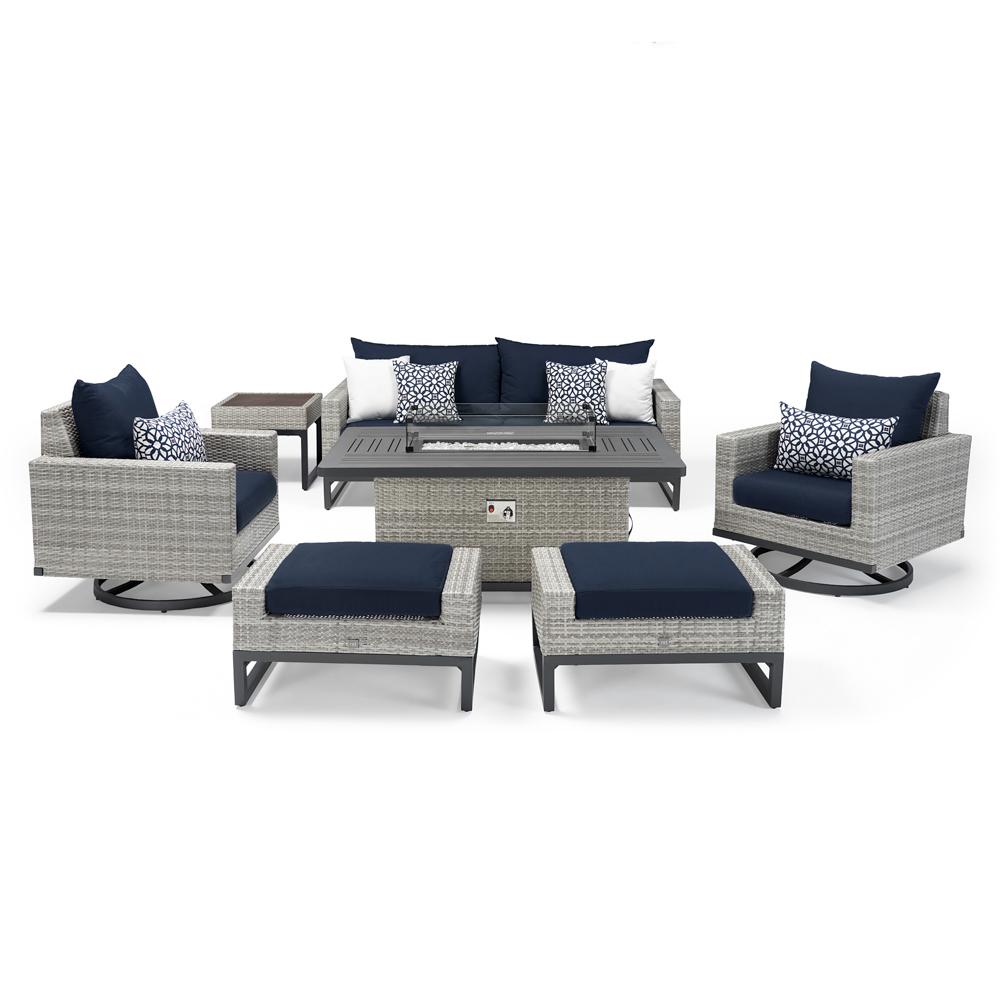 Milo Espresso 7 Piece Sunbrella Outdoor Motion Fire Set