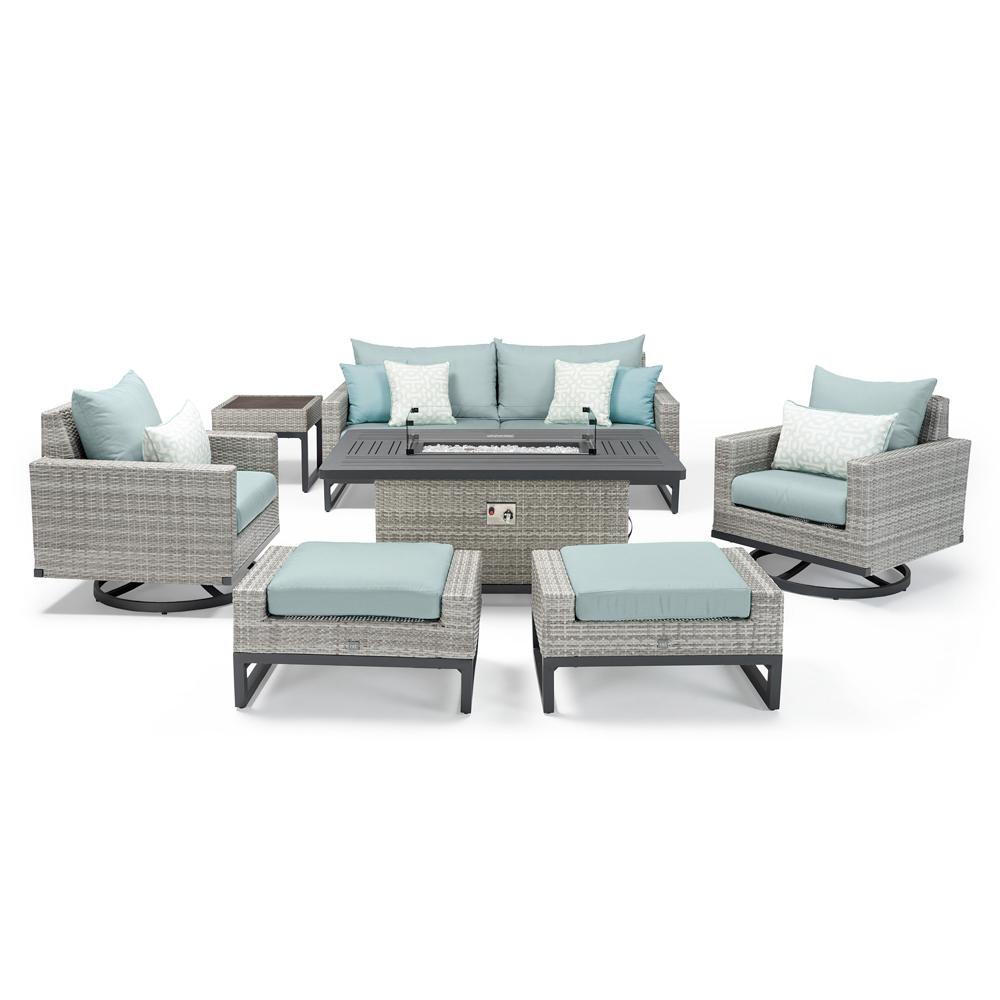 Milo Espresso 7 Piece Sunbrella Outdoor Motion Fire Set