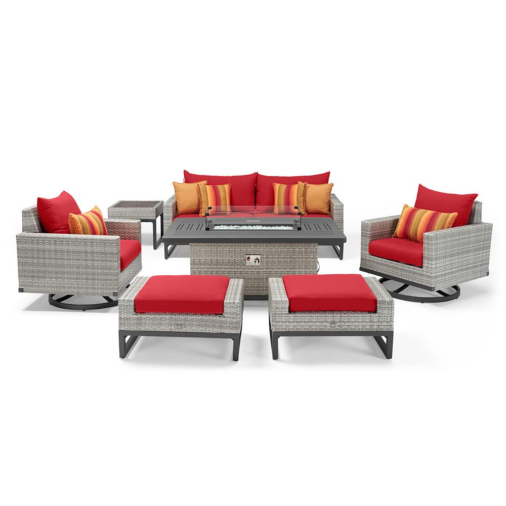 Milo Espresso 7 Piece Sunbrella Outdoor Motion Fire Set