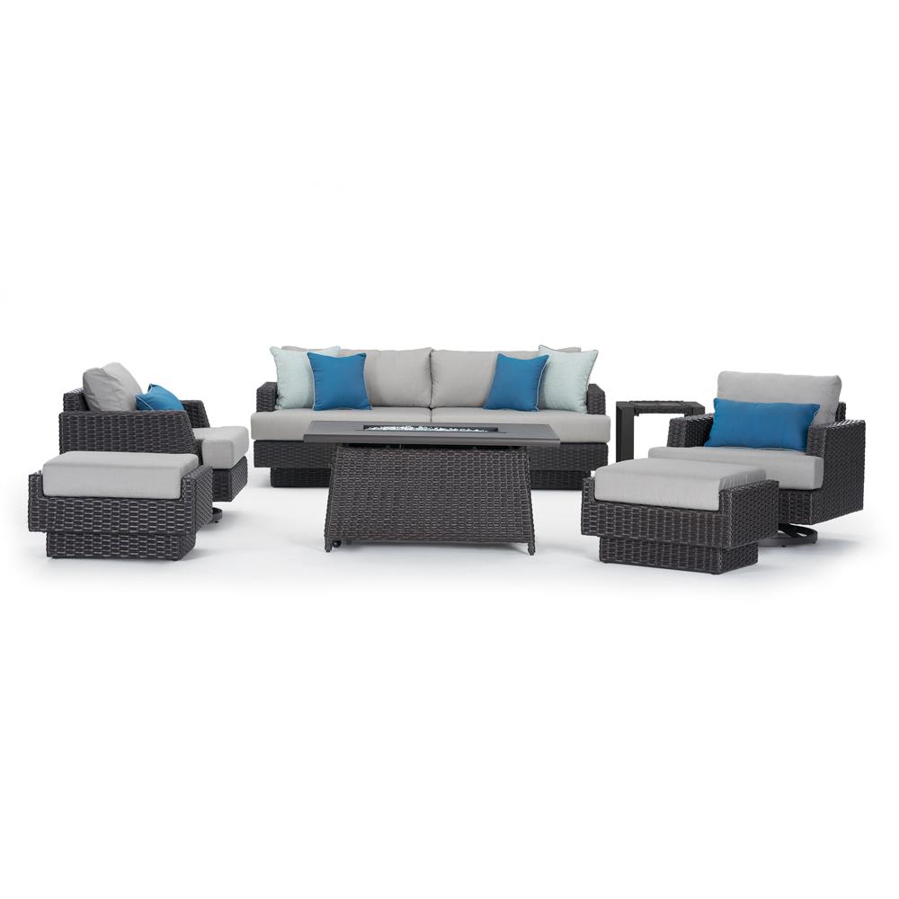 Portofino Repose 7 Piece Sunbrella Outdoor Motion Fire Seating Set