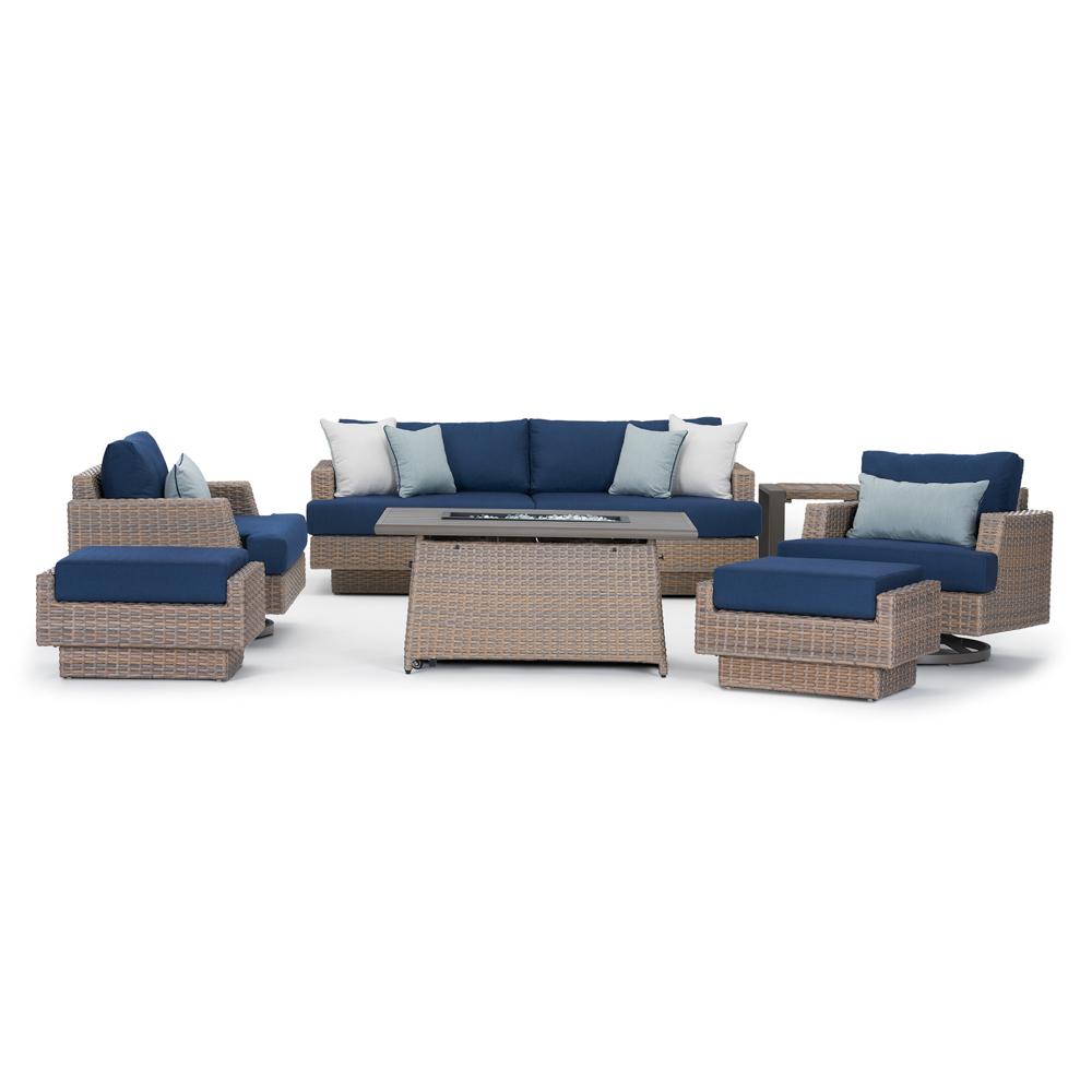 Portofino Repose 7 Piece Sunbrella Outdoor Motion Fire Seating Set